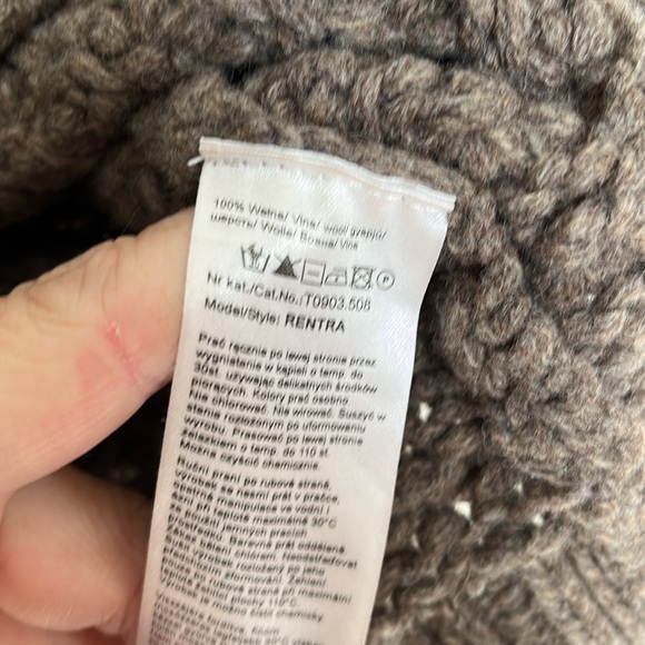 TATUM LADIES BROWN GRAY WOOL COWL NECK RENTRA SWEATER-L - Picture 4 of 10